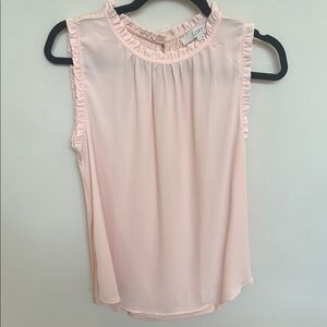 LOFT Pink Ruffled Blouse